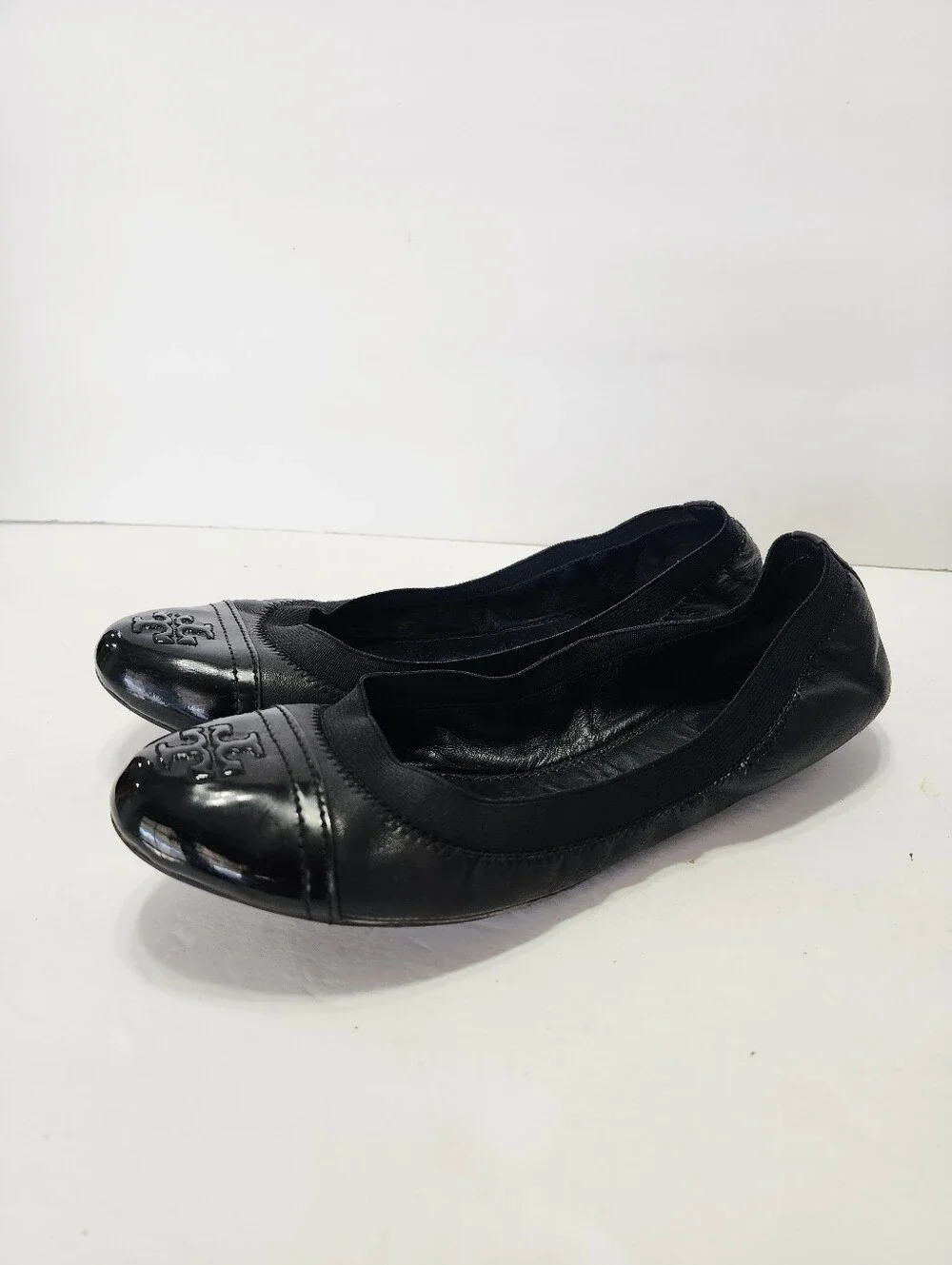 Tory Burch Black Patent Cap-Toe Ballet Flats Size 9